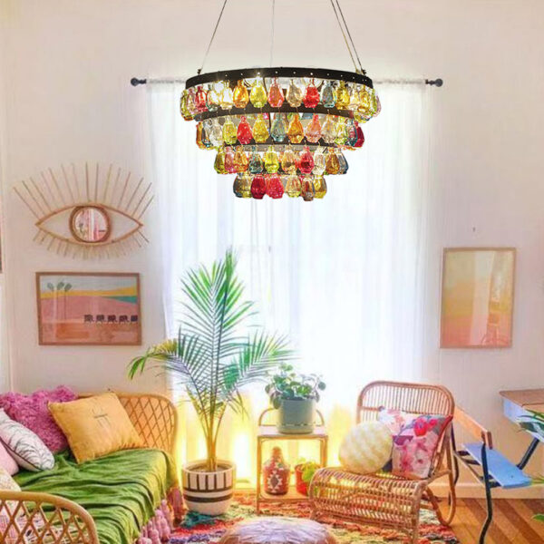 Cheerful 6 Lights Multicolored Chandelier