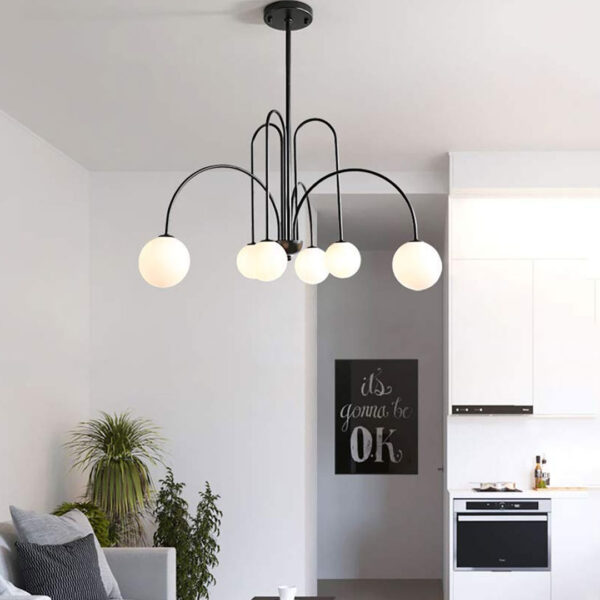 Litez 6 Lights Black Chandelier