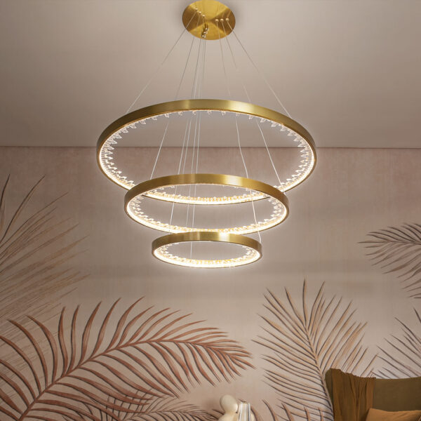 Shark 3 Lights Gold Led Chandelier