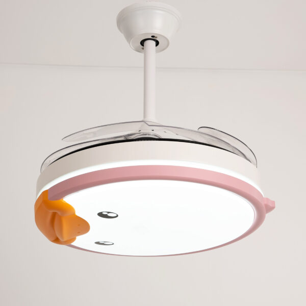 Glieir White × Pink Hidden Blades Ceiling Fan – 40 Inch