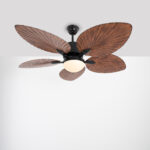 Boho Leaves Black × Brown Ceiling Fan – 50 Inch