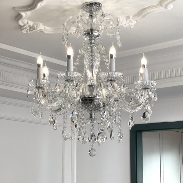 Forniq 8 Lights Chrome × Transparent Chandelier