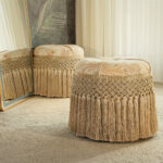 Avento Off White × Beige Pouf